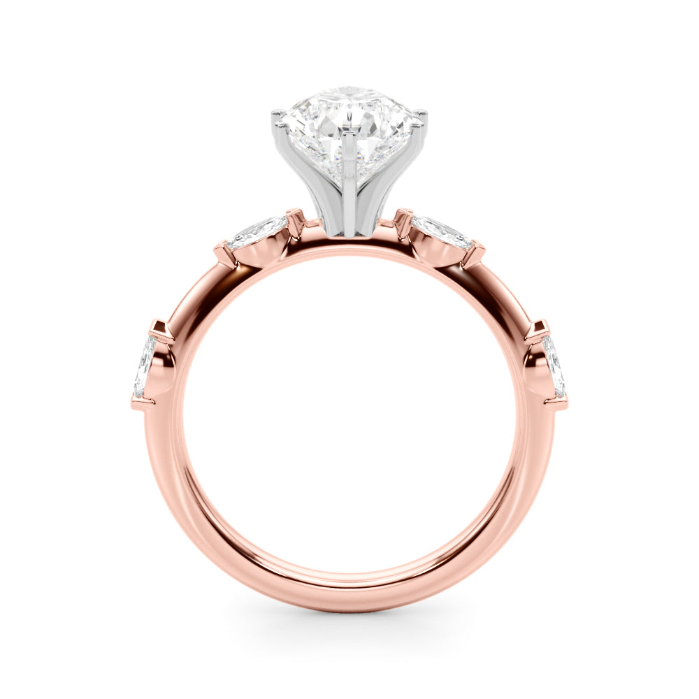 Sculpted Sidestone Marquise Diamond Engagement Ring â€” 10K/14K Gold & Platinum