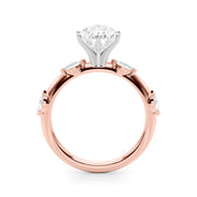 Sculpted Sidestone Marquise Diamond Engagement Ring â€” 10K/14K Gold & Platinum