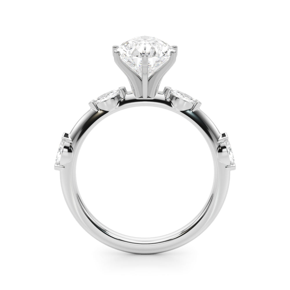 Sculpted Sidestone Marquise Diamond Engagement Ring â€” 10K/14K Gold & Platinum
