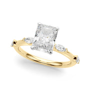 Sculpted Sidestone Marquise Diamond Engagement Ring â€” 10K/14K Gold & Platinum