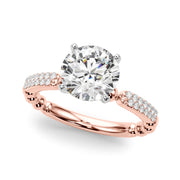 Radiant Sidestone Round Diamond Engagement Ring in 10K/14K gold and platinum with certified lab-grown or natural diamonds