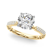 Radiant Sidestone Round Diamond Engagement Ring in 10K/14K gold and platinum with certified lab-grown or natural diamonds