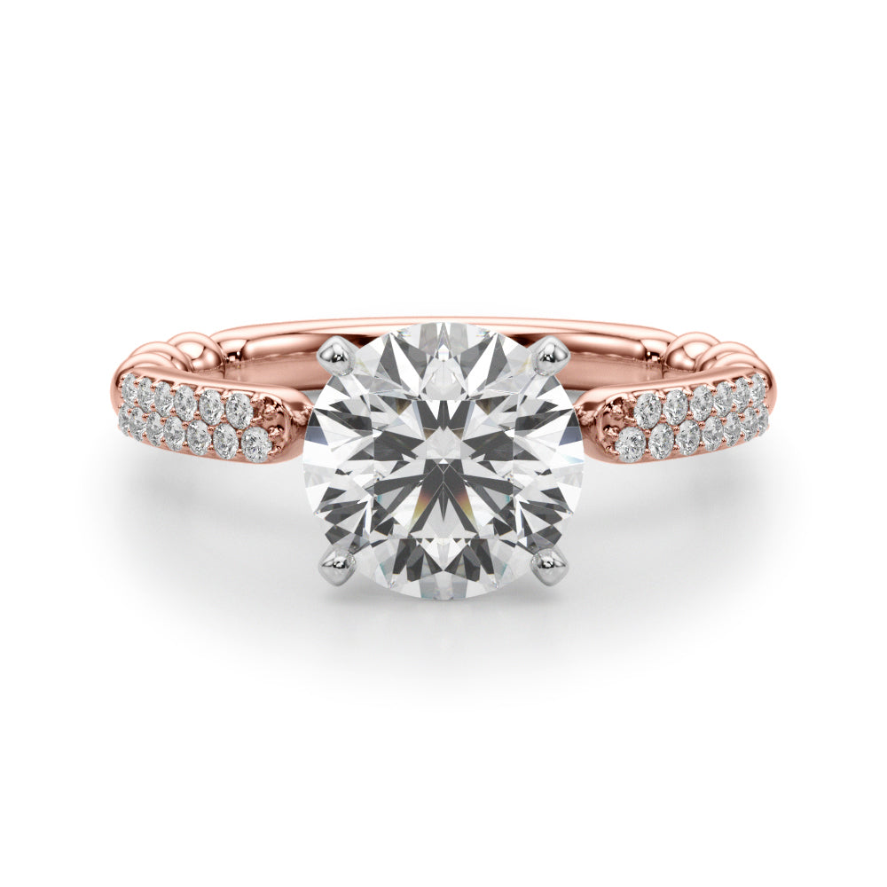 Radiant Sidestone Round Diamond Engagement Ring in 10K/14K gold and platinum with certified lab-grown or natural diamonds
