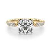 Radiant Sidestone Round Diamond Engagement Ring in 10K/14K gold and platinum with certified lab-grown or natural diamonds