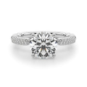 Radiant Sidestone Round Diamond Engagement Ring in 10K/14K gold and platinum with certified lab-grown or natural diamonds