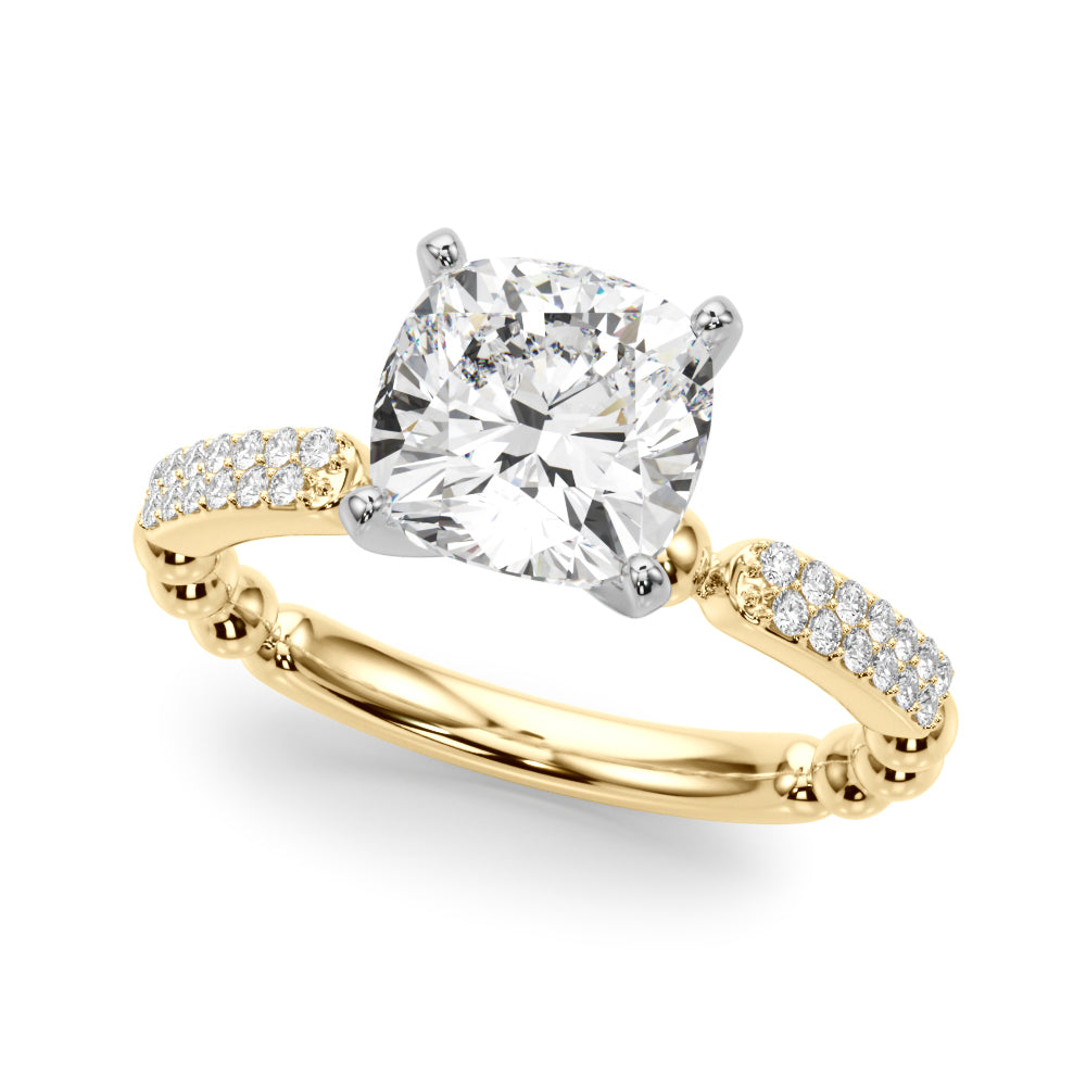Radiant Sidestone Round Diamond Engagement Ring in 10K/14K gold and platinum with certified lab-grown or natural diamonds