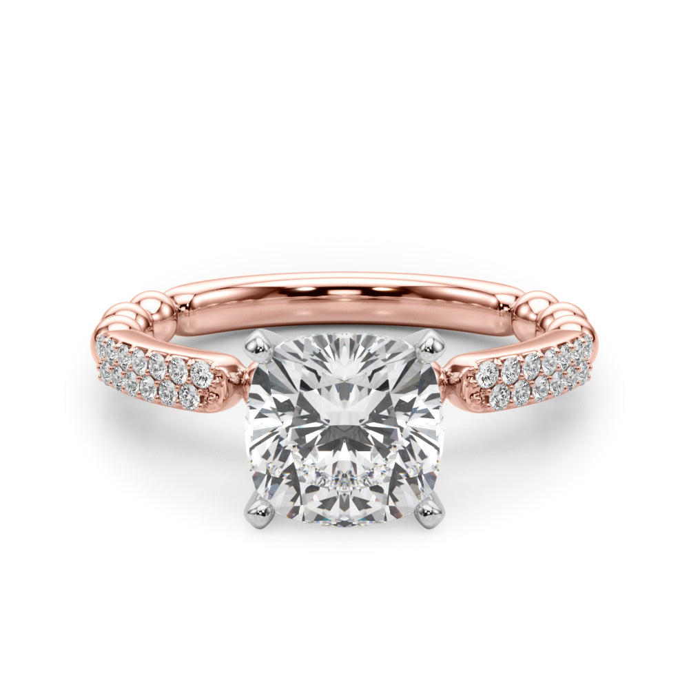 Radiant Sidestone Round Diamond Engagement Ring in 10K/14K gold and platinum with certified lab-grown or natural diamonds