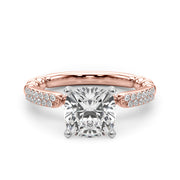Radiant Sidestone Round Diamond Engagement Ring in 10K/14K gold and platinum with certified lab-grown or natural diamonds
