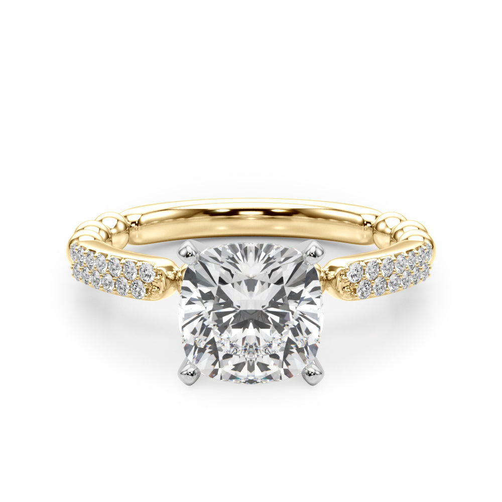 Radiant Sidestone Round Diamond Engagement Ring in 10K/14K gold and platinum with certified lab-grown or natural diamonds