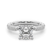 Radiant Sidestone Round Diamond Engagement Ring in 10K/14K gold and platinum with certified lab-grown or natural diamonds