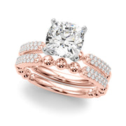 Radiant Sidestone Round Diamond Engagement Ring in 10K/14K gold and platinum with certified lab-grown or natural diamonds