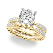 Radiant Sidestone Round Diamond Engagement Ring in 10K/14K gold and platinum with certified lab-grown or natural diamonds