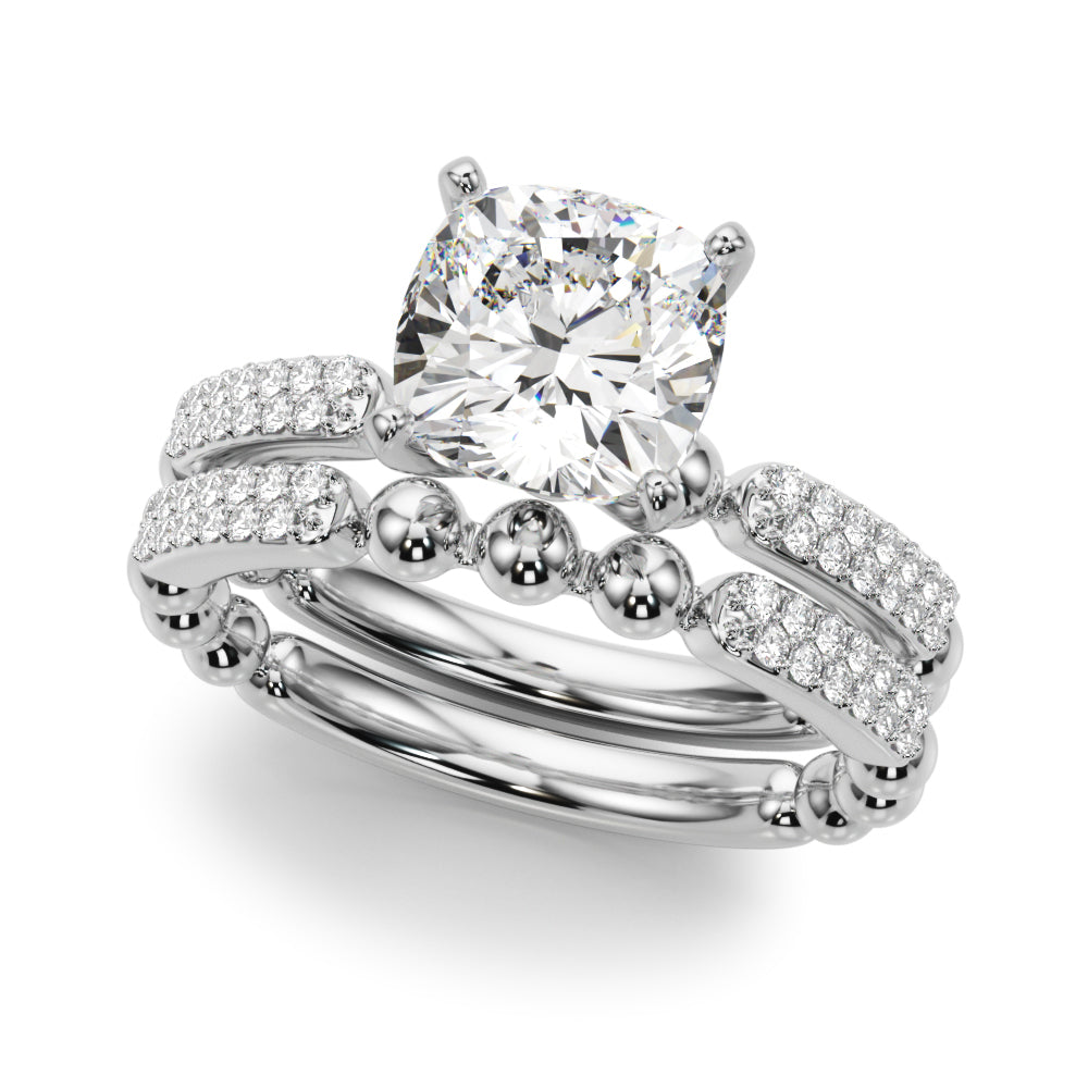 Radiant Sidestone Round Diamond Engagement Ring in 10K/14K gold and platinum with certified lab-grown or natural diamonds