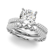 Radiant Sidestone Round Diamond Engagement Ring in 10K/14K gold and platinum with certified lab-grown or natural diamonds
