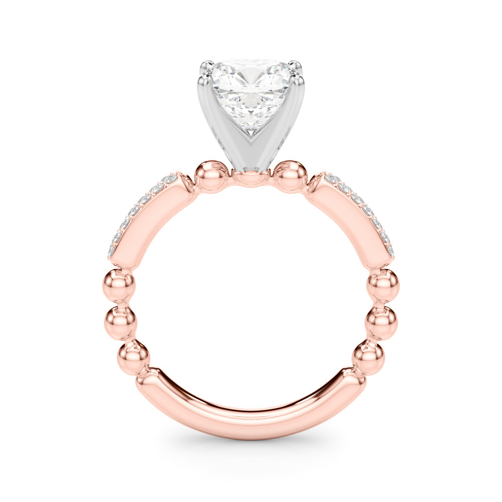 Radiant Sidestone Round Diamond Engagement Ring in 10K/14K gold and platinum with certified lab-grown or natural diamonds