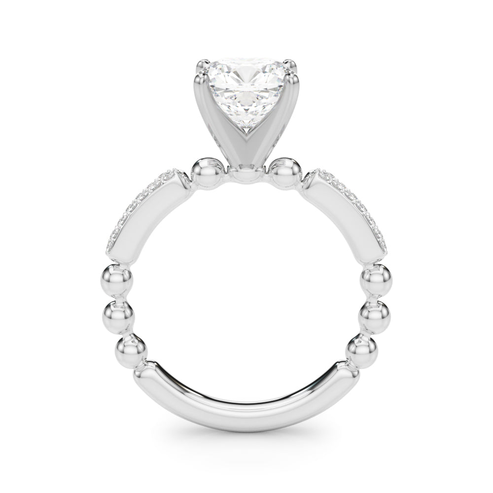 Radiant Sidestone Round Diamond Engagement Ring in 10K/14K gold and platinum with certified lab-grown or natural diamonds