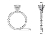 Radiant Sidestone Round Diamond Engagement Ring in 10K/14K gold and platinum with certified lab-grown or natural diamonds