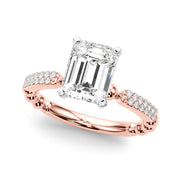 Radiant Sidestone Round Diamond Engagement Ring in 10K/14K gold and platinum with certified lab-grown or natural diamonds