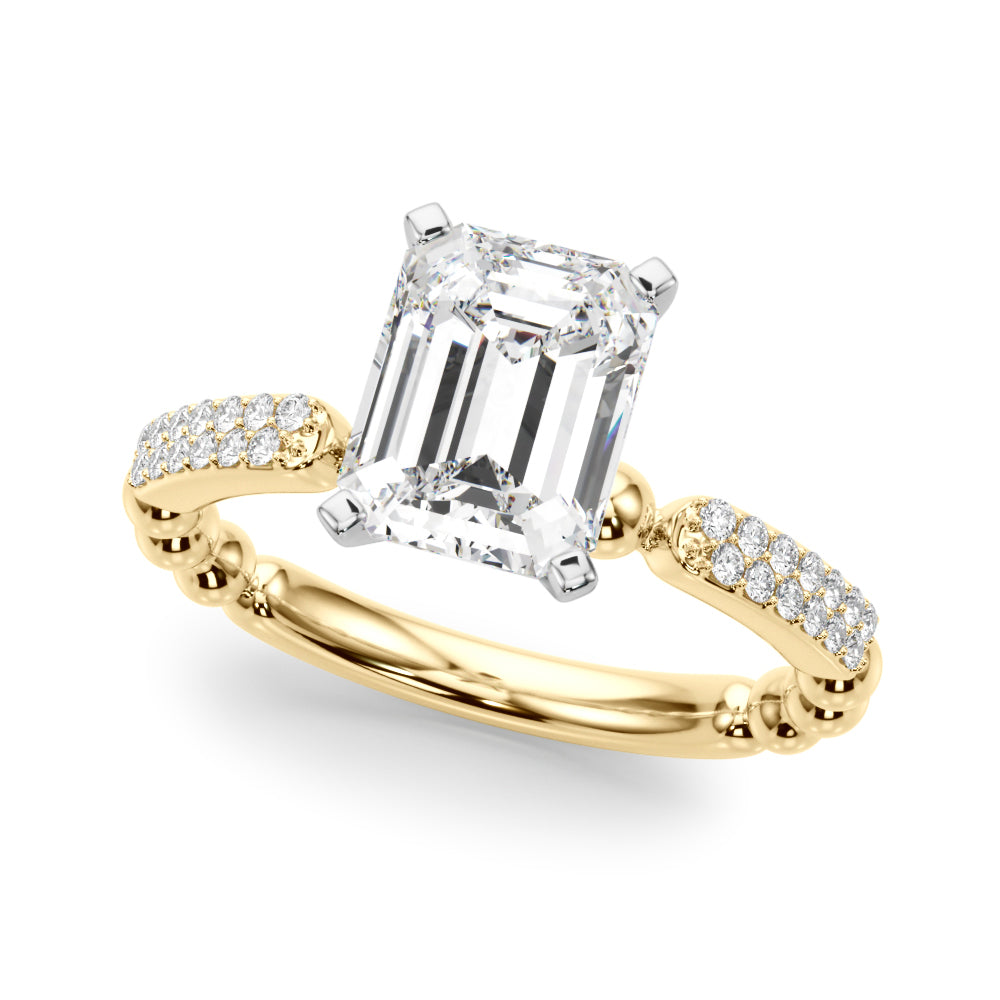 Radiant Sidestone Round Diamond Engagement Ring in 10K/14K gold and platinum with certified lab-grown or natural diamonds