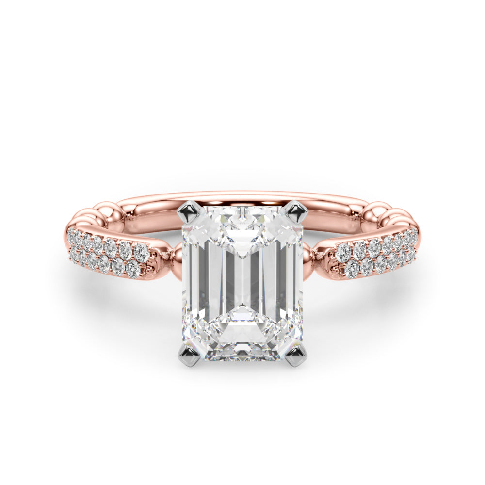 Radiant Sidestone Round Diamond Engagement Ring in 10K/14K gold and platinum with certified lab-grown or natural diamonds