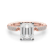 Radiant Sidestone Round Diamond Engagement Ring in 10K/14K gold and platinum with certified lab-grown or natural diamonds