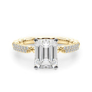 Radiant Sidestone Round Diamond Engagement Ring in 10K/14K gold and platinum with certified lab-grown or natural diamonds