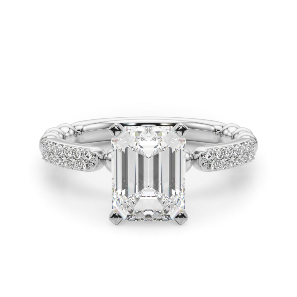 Radiant Sidestone Round Diamond Engagement Ring in 10K/14K gold and platinum with certified lab-grown or natural diamonds