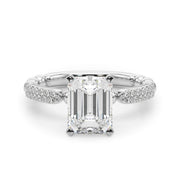 Radiant Sidestone Round Diamond Engagement Ring in 10K/14K gold and platinum with certified lab-grown or natural diamonds