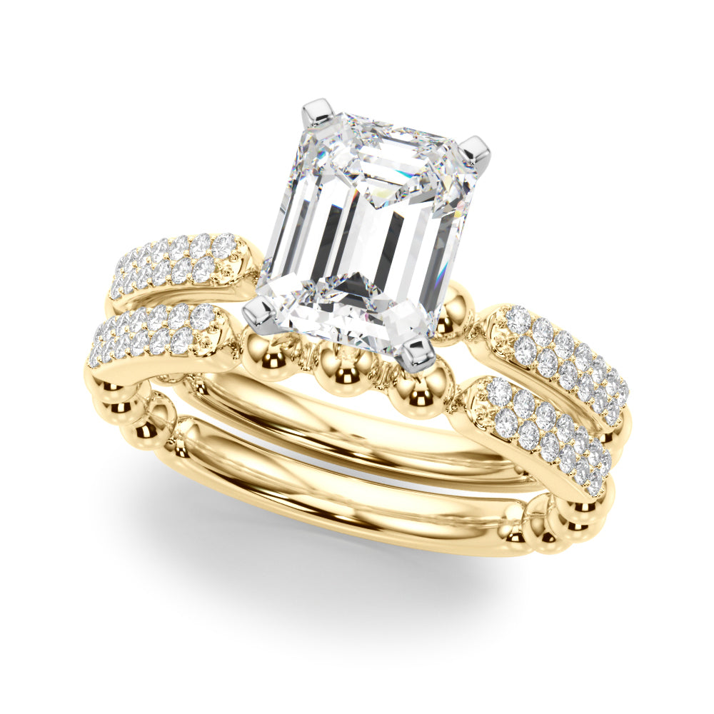 Radiant Sidestone Round Diamond Engagement Ring in 10K/14K gold and platinum with certified lab-grown or natural diamonds