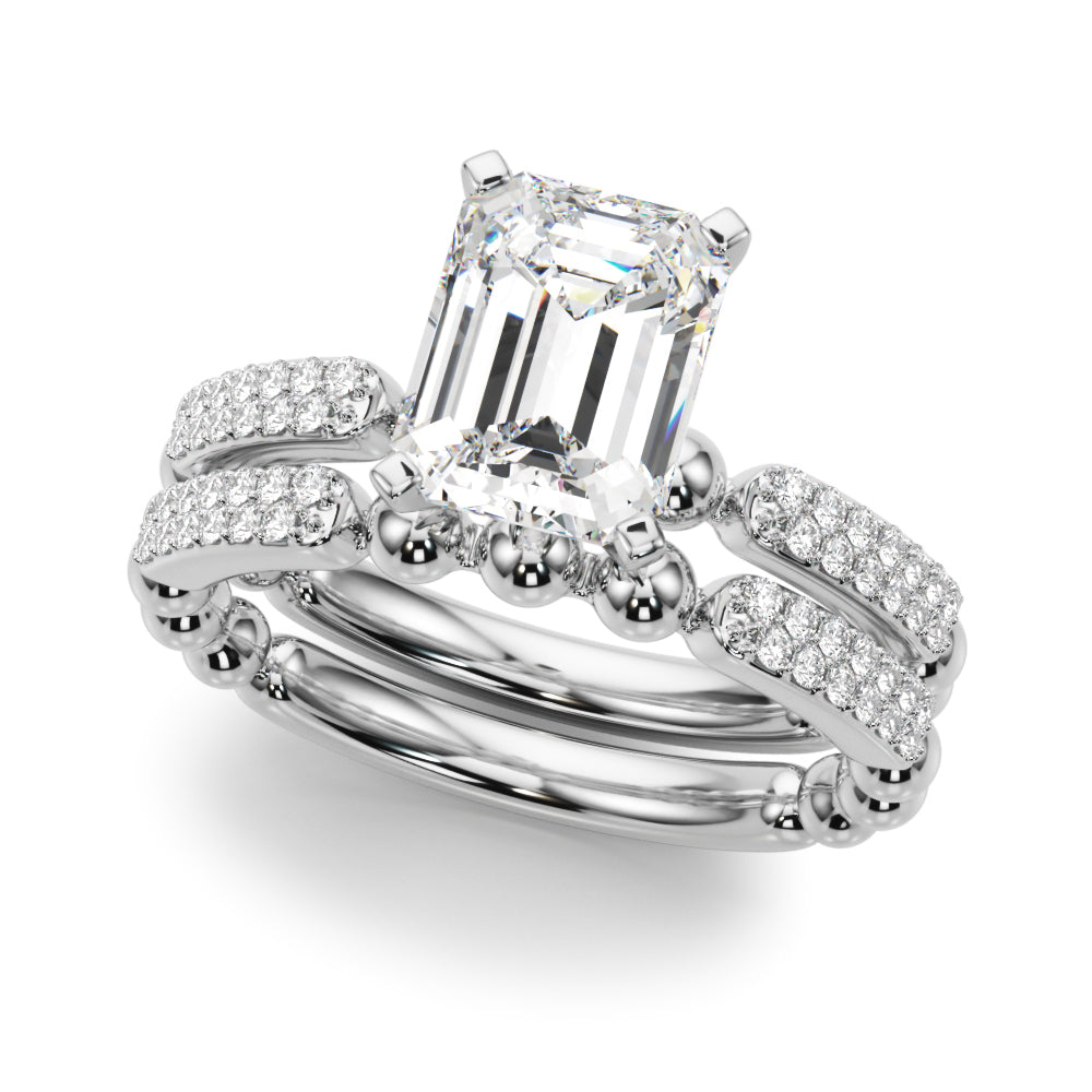Radiant Sidestone Round Diamond Engagement Ring in 10K/14K gold and platinum with certified lab-grown or natural diamonds