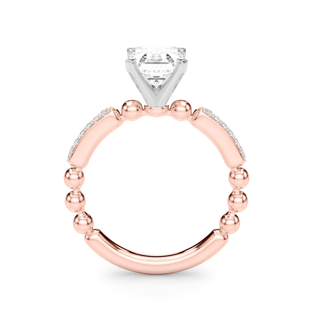 Radiant Sidestone Round Diamond Engagement Ring in 10K/14K gold and platinum with certified lab-grown or natural diamonds