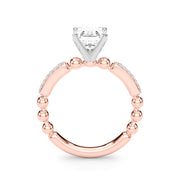 Radiant Sidestone Round Diamond Engagement Ring in 10K/14K gold and platinum with certified lab-grown or natural diamonds