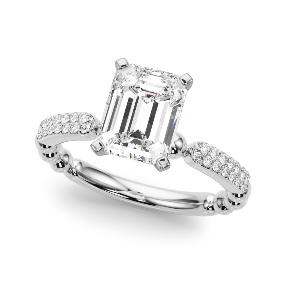 Radiant Sidestone Round Diamond Engagement Ring in 10K/14K gold and platinum with certified lab-grown or natural diamonds