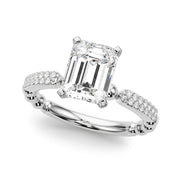 Radiant Sidestone Round Diamond Engagement Ring in 10K/14K gold and platinum with certified lab-grown or natural diamonds
