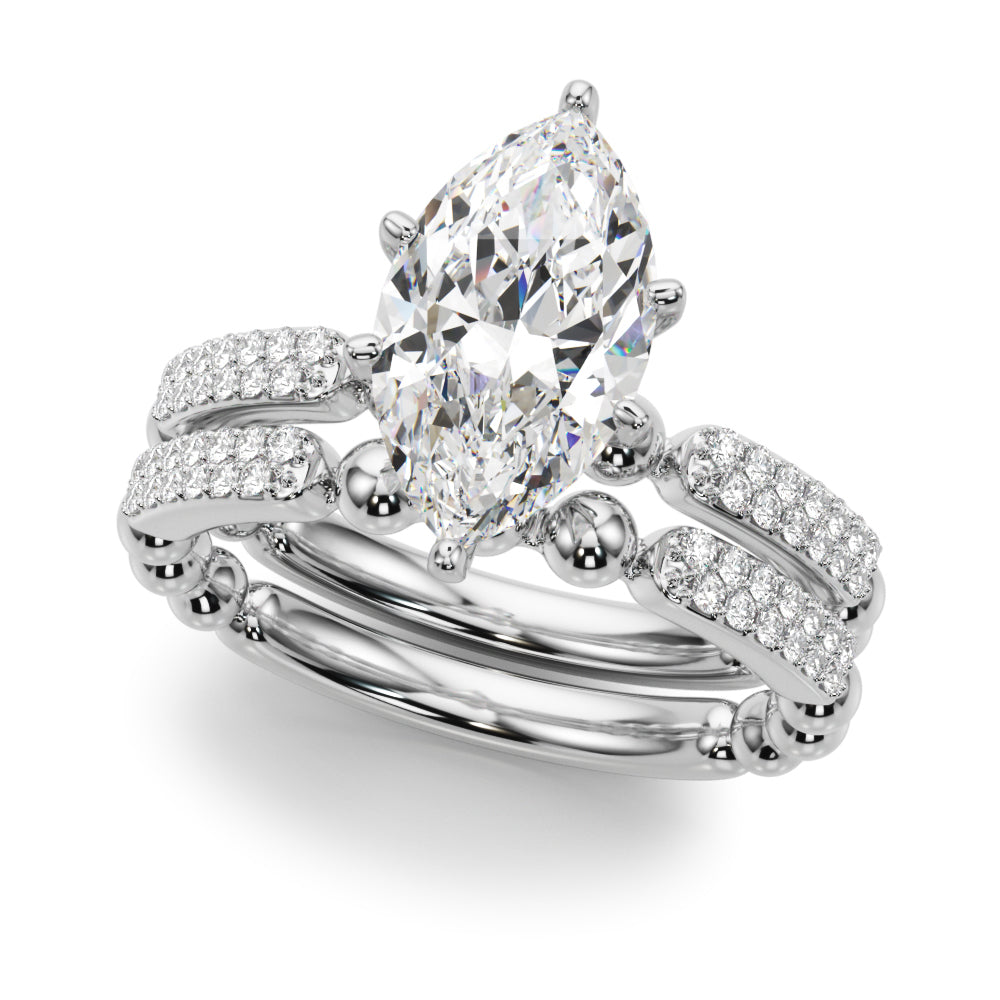 Radiant Sidestone Round Diamond Engagement Ring in 10K/14K gold and platinum with certified lab-grown or natural diamonds