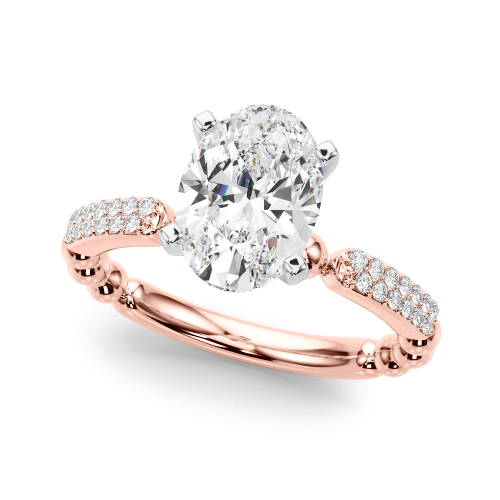 Radiant Sidestone Round Diamond Engagement Ring in 10K/14K gold and platinum with certified lab-grown or natural diamonds