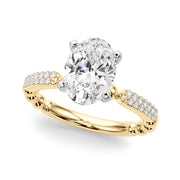 Radiant Sidestone Round Diamond Engagement Ring in 10K/14K gold and platinum with certified lab-grown or natural diamonds