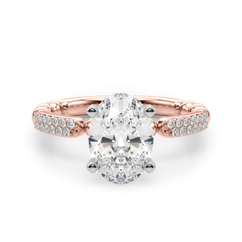 Radiant Sidestone Round Diamond Engagement Ring in 10K/14K gold and platinum with certified lab-grown or natural diamonds