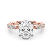Radiant Sidestone Round Diamond Engagement Ring in 10K/14K gold and platinum with certified lab-grown or natural diamonds