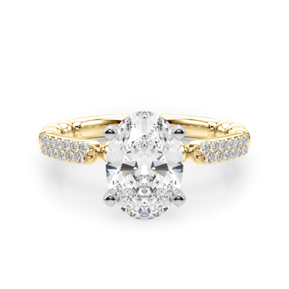 Radiant Sidestone Round Diamond Engagement Ring in 10K/14K gold and platinum with certified lab-grown or natural diamonds