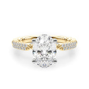 Radiant Sidestone Round Diamond Engagement Ring in 10K/14K gold and platinum with certified lab-grown or natural diamonds