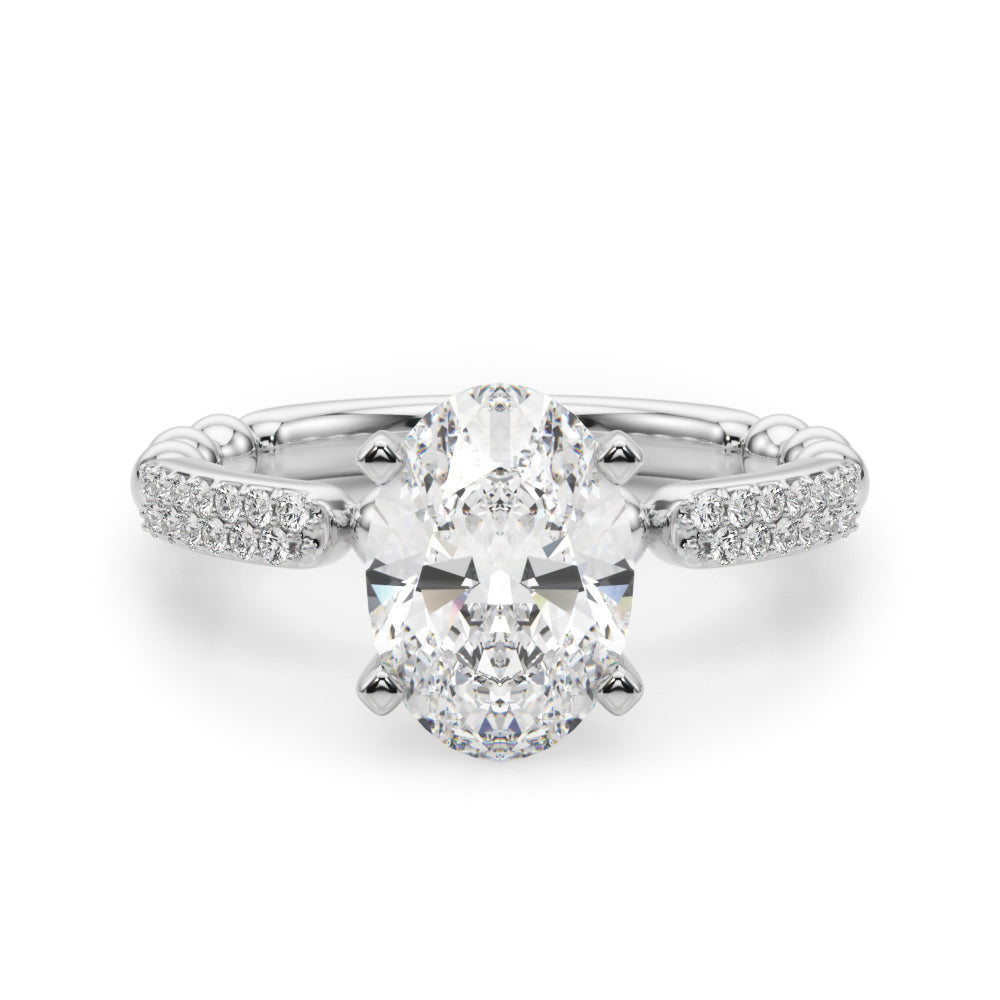 Radiant Sidestone Round Diamond Engagement Ring in 10K/14K gold and platinum with certified lab-grown or natural diamonds