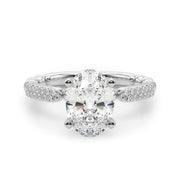 Radiant Sidestone Round Diamond Engagement Ring in 10K/14K gold and platinum with certified lab-grown or natural diamonds