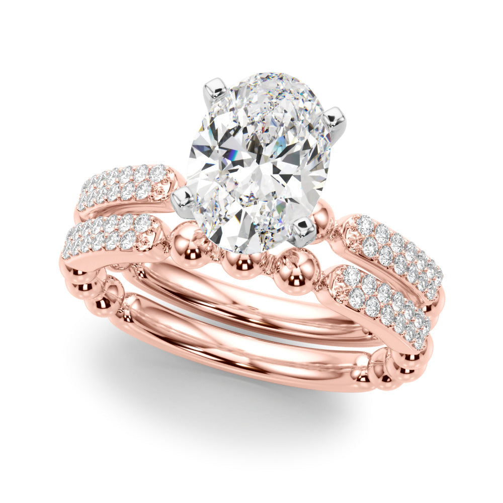 Radiant Sidestone Round Diamond Engagement Ring in 10K/14K gold and platinum with certified lab-grown or natural diamonds