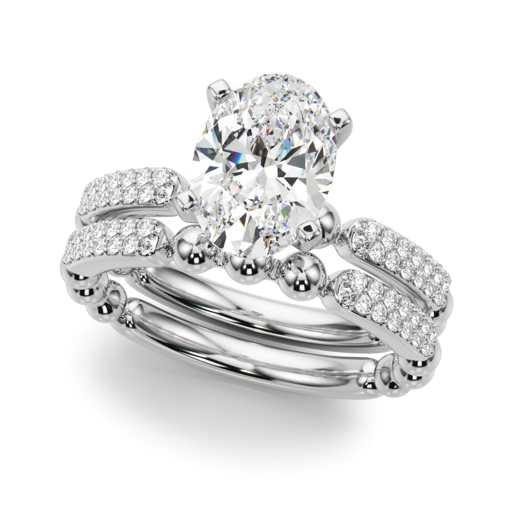 Radiant Sidestone Round Diamond Engagement Ring in 10K/14K gold and platinum with certified lab-grown or natural diamonds
