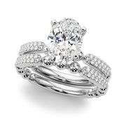 Radiant Sidestone Round Diamond Engagement Ring in 10K/14K gold and platinum with certified lab-grown or natural diamonds