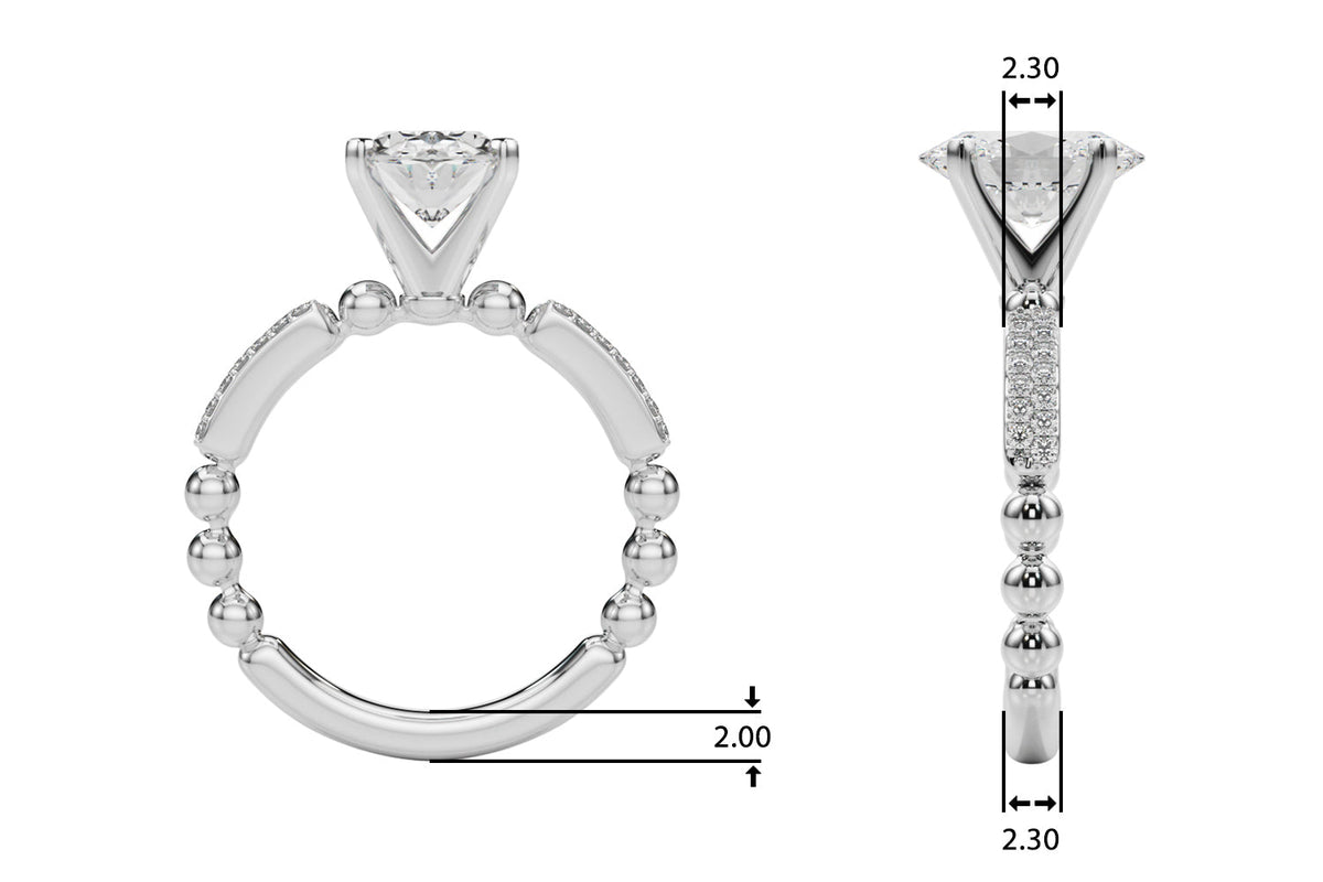 Radiant Sidestone Round Diamond Engagement Ring in 10K/14K gold and platinum with certified lab-grown or natural diamonds