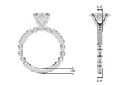 Radiant Sidestone Round Diamond Engagement Ring in 10K/14K gold and platinum with certified lab-grown or natural diamonds