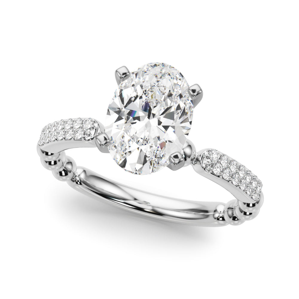 Radiant Sidestone Round Diamond Engagement Ring in 10K/14K gold and platinum with certified lab-grown or natural diamonds