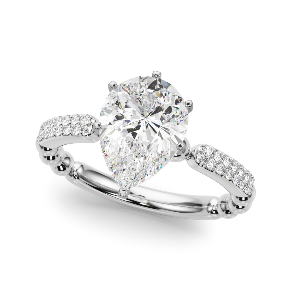 Radiant Sidestone Round Diamond Engagement Ring in 10K/14K gold and platinum with certified lab-grown or natural diamonds